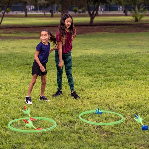 Vista 8 de JOYIN Juego de dardos de césped para niños y adultos, juegos de césped que brillan en la oscuridad al aire libre para adultos y familia, juego
