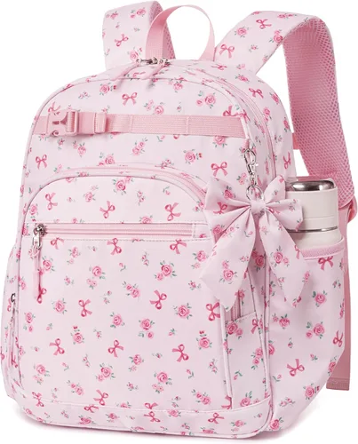 Vista 12 de Mochila para niñas para la escuela, mochila para niños preescolar, jardín de infantes, bolsa de libros primaria, 14.2"x4.5"x10.2", Mochila infantil