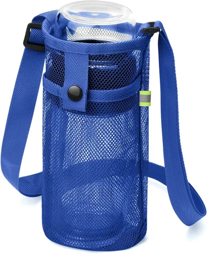 Vista 20 de Bolsa grande para botella de agua con correa, soporte de malla grande para botella de agua, correa para el hombro y bolsillo, soporte ligero