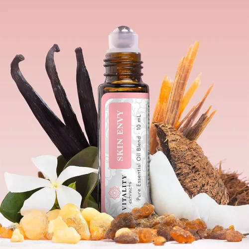 Vista 6 de Vitality Extracts Skin Envy - Suero hidratante facial, aceite de coco, colágeno, vitamina E, vegano, incienso esencial, sándalo calmante, aclarador