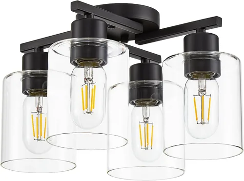 Vista 20 de Lámpara de techo semiempotrada de 1 luz, lámparas de techo de níquel cepillado, lámparas modernas para montaje en techo, luces de techo con pantalla
