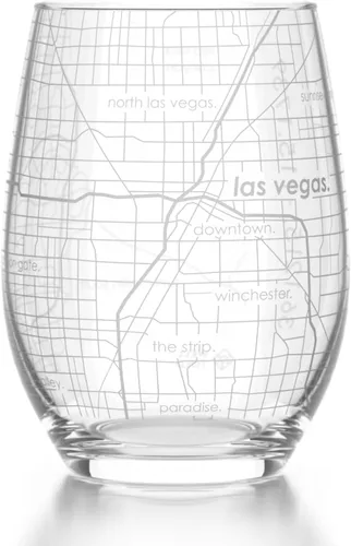 Vista 36 de Well Told Copa de vino sin tallo grabada con mapa de Atlanta, Georgia (15 oz, transparente) - Mapa de ciudad grabado, vaso personalizado, regalos