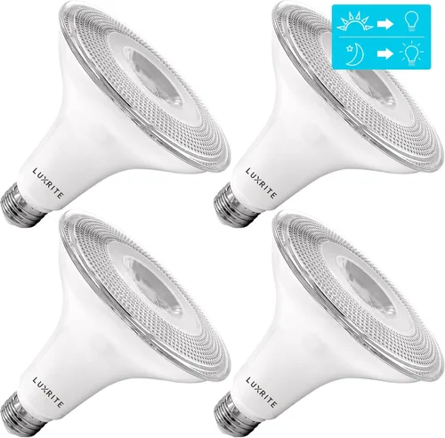 Vista 9 de LUXRITE Bombilla LED PAR38 del atardecer al amanecer, equivalente a 90 W, sensor de encendido y apagado automático, blanco suave de 3000 K, 1250