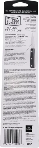 Vista 5 de Chicago Cutlery 7-1/2-Inch Kitchen Knife with Sharp Stainless Steel Blade for Slicing, Professional Fillet Knife with Ergonomic Walnut Tradition