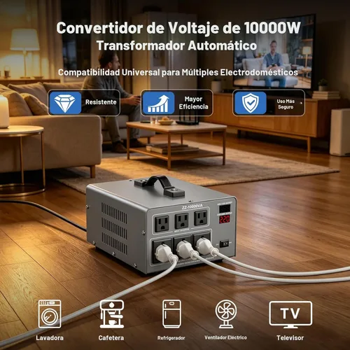 Vista 2 de Transformador convertidor de voltaje de 10000W, paso arriba/abajo 110V/120V Azul