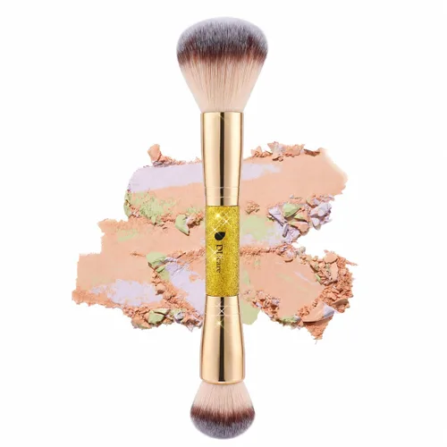 Vista 12 de DUcare Brochas de maquillaje Duo End Foundation Powder Buffer y Contour Brush Herramientas cosméticas sintéticas 2 piezas 2 piezas de crema