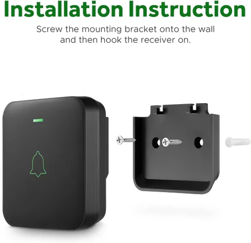 Vista 6 de AVANTEK Timbre de puerta inalámbrico, BA-11 resistente al agua, funciona con pilas, timbre que funciona a 1000 pies, kit de timbre de puerta