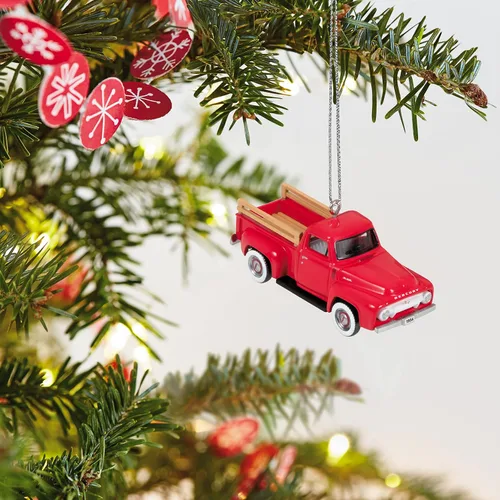 Vista 6 de Hallmark Keepsake Adorno de Navidad miniatura de 0.75 pulgadas 2023, Lil' American Trucks 1954 Mercury M-100 Mini Metal, regalos para coleccionistas
