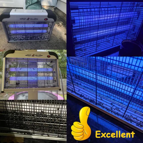 Vista 3 de Exterminador eléctrico de insectos para interiores, 2800 V potente asesino de insectos voladores con atracción de luz azul de 20 W, máquina de 2800