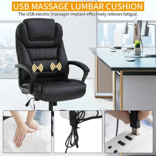Vista 3 de Silla de oficina grande y alta para personas pesadas, 500 libras, silla de computadora de piel sintética, silla de escritorio de masaje, silla