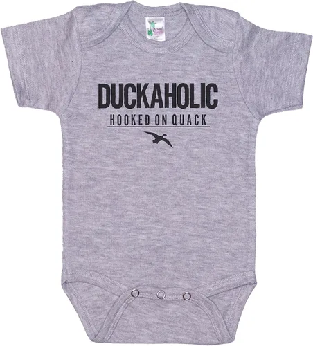 Vista 2 de Mono de caza de patos/Duckaholic/Body súper suave/traje de ave acuática para bebé/diseño sublimado Gris L
