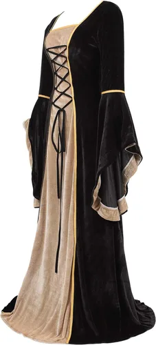 Vista 2 de Zhitunemi Disfraz renacentista medieval irlandés para mujer, vestido retro para cosplay
