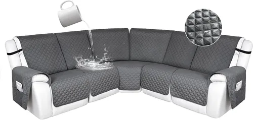 Vista 121 de HDCAXKJ Fundas de sofá seccional reclinable 100% impermeable, forma de L, funda de sofá reclinable lavable acolchada suave para mascotas, perro
