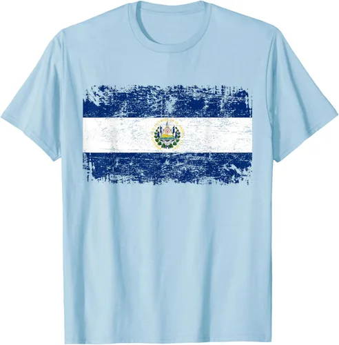 Vista 66 de EL SALVADOR Bandera Vintage Hombres Mujeres Niños Camiseta EL SALVADOR