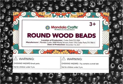 Vista 3 de Mandala Crafts - 2000 cuentas de madera redondas pequeñas de 6 mm para manualidades, suministros de macramé - cuentas de madera natural negra sin