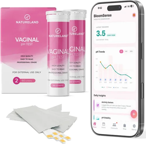 Vista 8 de Tiras reactivas de pH para la salud vaginal Natureland, prueba de pH femenina, paquete de valor Monitorea la salud íntima vaginal y previene