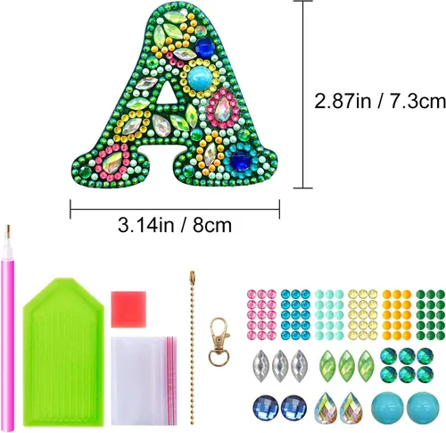 Vista 2 de YOYA Llaveros de Pintura de Diamantes de Doble Cara 5D Letras Kit de Llaveros de Pintura de Diamantes DIY Taladro Completo Arte de Diamantes