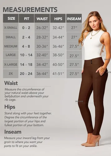 Vista 3 de Conceited Women's Premium Stretch Slim Leg Dress Pants with Pockets - Wear to Work - Ponte Treggings