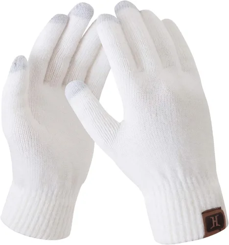 Vista 14 de Guantes de mujer de invierno con pantalla táctil de lana mágicos y cálidos de punto con forro de vellón para mujer Beige