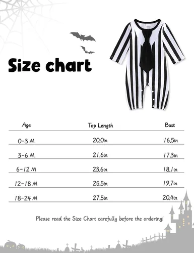 Vista 7 de Ropa de bebé de Halloween Mono de rayas blancas y negras para bebés de 0 a 24 meses