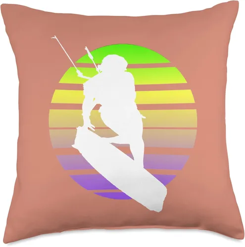 Vista 4 de Kitesurf Gifts and Surf Lover Tees by taiche Kitesurfing Female Rider Silhouette Retro Sunset 10 - Almohada de 16 x 16 pulgadas, multicolor
