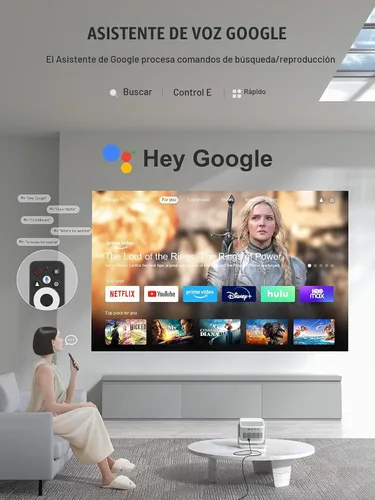 Vista 5 de 【Google TV y 3500ANSI y 4K】Proyector inteligente con WiFi y Bluetooth, enfoque automático VISSPL AI y proyector automático Keystone portátil