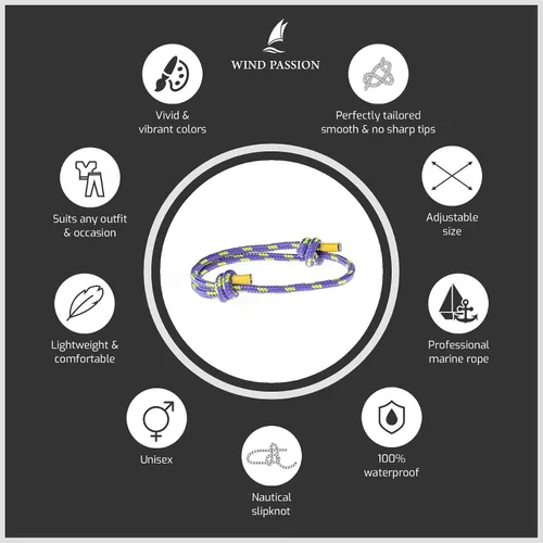 Vista 9 de Wind Passion Pulsera para hombre con cuerda mono con estilo náutico trenzado