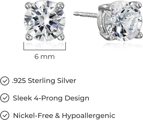Vista 35 de Amazon Essentials Aretes redondos de plata de ley con piedra natal (anteriormente colección Amazon)