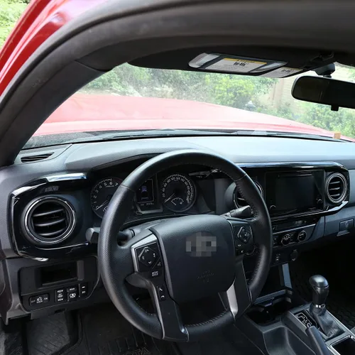 Vista 4 de YIWANG - Cubierta para panel de salpicadero de consola central de ABS para Toyota Tacoma 2016-2020, accesorios de coche de conducción izquierda Negro