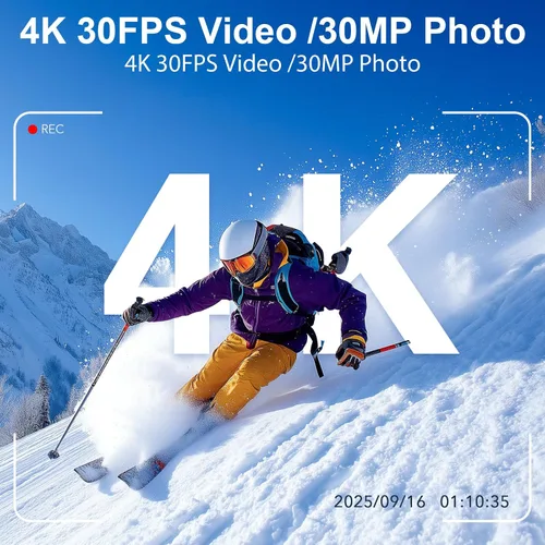 Vista 2 de Cámara de acción 4K 30FPS Cámara impermeable subacuática 131 pies con aplicación EIS WiFi Control remoto Tarjeta de 64 GB 170 ° Gran Angular Casco