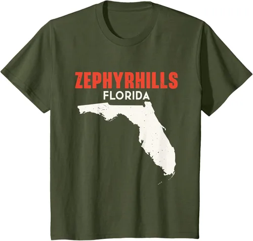 Vista 9 de Zephyrhills Florida USA State America Travel Floridian T-Shirt, Negro
