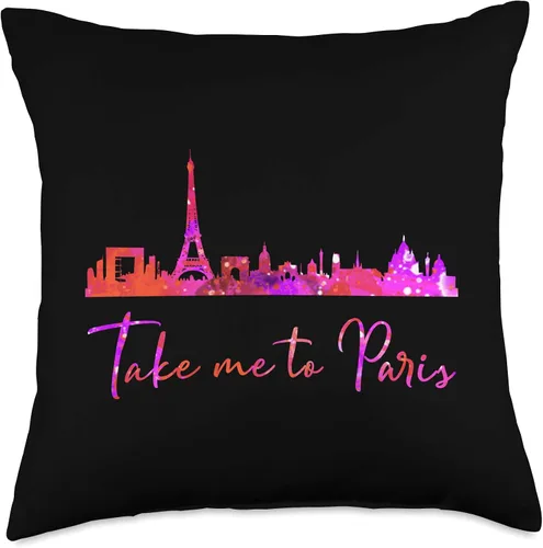 Vista 5 de Paris Love Je t'aime - Almohada de viaje con torre Eiffel (16.0 x 16.0 in), diseño de la Torre Eiffel