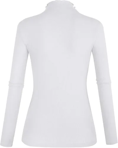 Vista 2 de POPZONE - Camisa de manga larga con cuello alto falso, ajustada, de punto acanalado