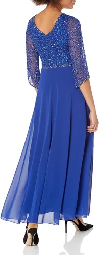 Vista 2 de J Kara Womens Plus Size 34 Sleeve Beaded V-Neck Ruched Front Empire Long Dress