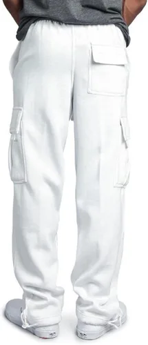 Vista 2 de Pantalones deportivos de forro polar pesado para hombre, cintura elástica, pantalones deportivos con cordón, pantalones deportivos para hombre