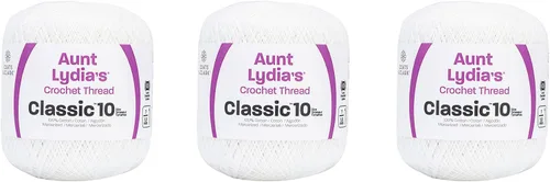 Vista 27 de Aunt Lydia Classic Crochet - 3 unidades de 350y/1,049.9 ft - Natural Tamaño 10 3 capas 100% algodón mercerizado hilo de ganchillo para tapetes