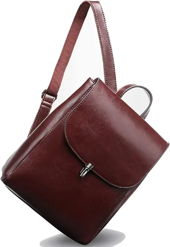 Vista 2 de Heshe Mochila de cuero para mujer estilo casual con solapa mochila para mujer Mochilas Daypack