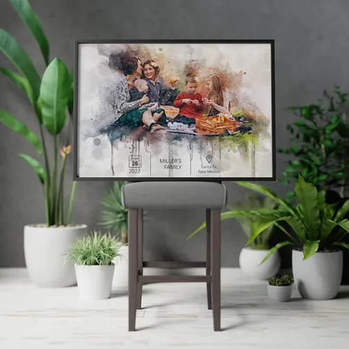 Vista 3 de Awesometik Nuestro lugar especial Ilustración de acuarela personalizada donde nos conocimos ubicación Diseño de acuarela Recuerdo festivo favorito