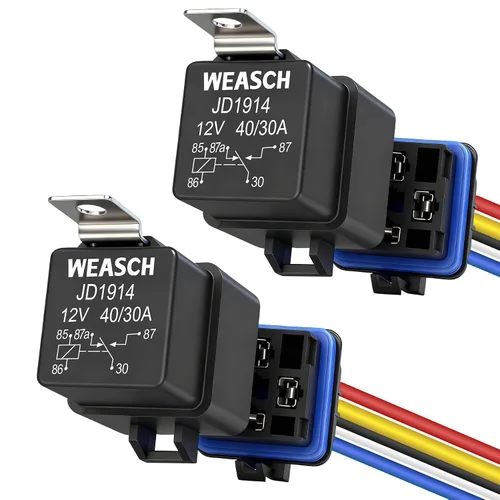 Vista 15 de Kit de Relé Impermeable, 12V 40A, 4 Pines SPST, Cables de Cobre Estañado de Servicio Pesado 14 AWG, Conjunto de Relé Automotriz y Arnés
