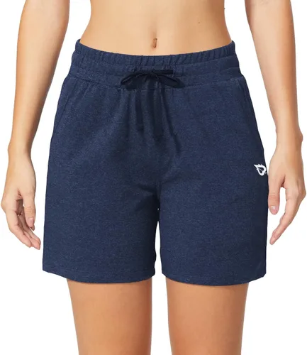 Vista 3 de BALEAF Bermudas para mujer, de algodón, casuales, de verano, hasta la rodilla, para descansar, caminar, hacer ejercicio, con bolsillos
