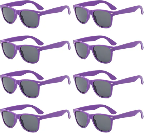Vista 27 de Suministros para regalos de fiesta de colores neón Paquete de 8 gafas de sol unisex