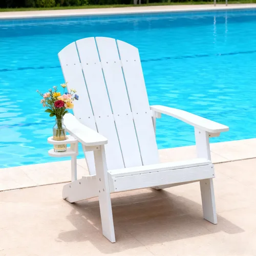Vista 10 de Outdoor Adirondack Chair, Weather-Resistant HIPS Patio Lounge Chair, 1Pcs Fixed Seating for Porch, Garden, Deck, Backyard 1pcs Blue