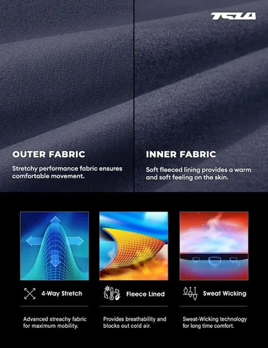 Vista 6 de TSLA Conjunto de ropa interior térmica para hombre, pantalones largos con forro polar suave, capa base cálida de invierno, parte superior e inferior