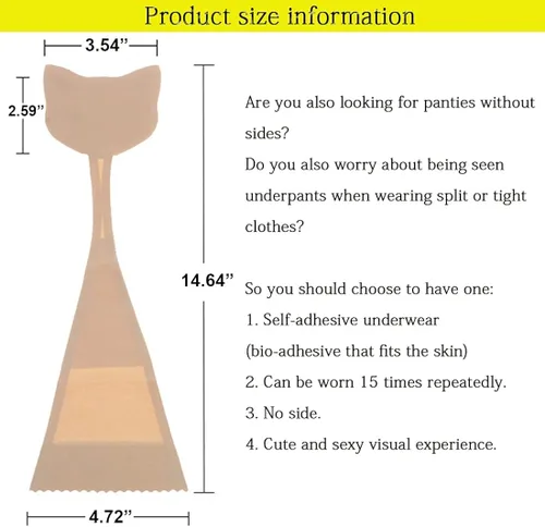 Vista 2 de Cat Shape Invisible Briefs Strapless Panties Women Invisible C-Shaped Panties Self Adhesive Underwear Strapless Thong Panties