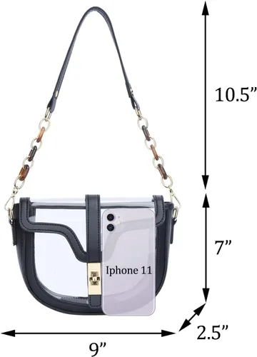 Vista 7 de KKXIU Bolso cruzado transparente para mujer, de piel vegana, aprobado para estadios, para concierto, al hombro, deportivo, bolso transparente
