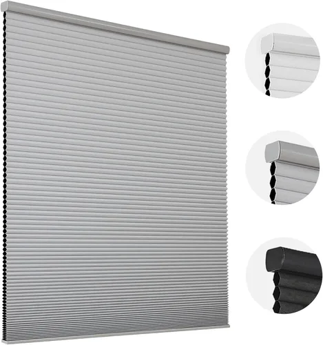 Vista 11 de Joydeco Persianas Celulares sin Cordón Opacas, Persianas de Panal Negro Opacas, Persianas Celulares sin Cordón de Parada Libre para Ventanas de Sala