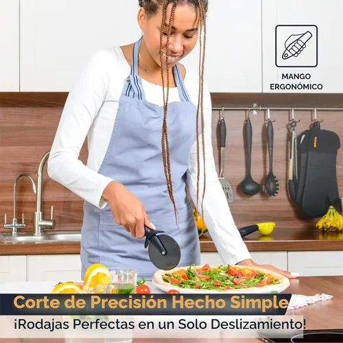 Vista 2 de Deiss Lux - Cortador de pizza resistente con cortador de ruedas, rueda de acero inoxidable afilada y suave con mango antideslizante de fácil agarre