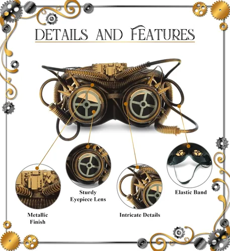 Vista 3 de Gafas Steampunk Steam Punk Gafas Cosplay Disfraz