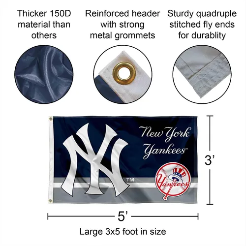 Vista 2 de WinCraft Bandera de NY Yankees Logo Insignia de 3 x 5 pies con ojal