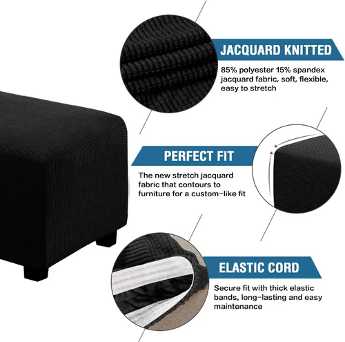 Vista 3 de H.VERSAILTEX Funda Deslizable para Otomana Rectangular Ajuste de Longitud 29"-34" Reposapiés Fundas Deslizables para Sofá Funda para Taburete